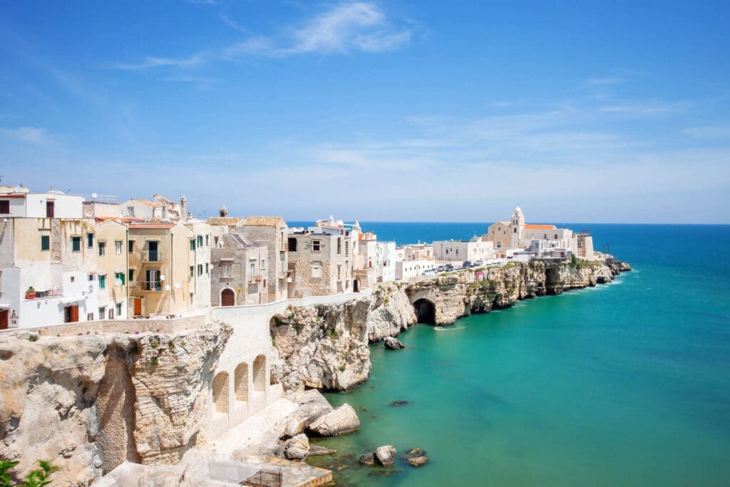 View of Vieste town, Gargano, Puglia, Italy.